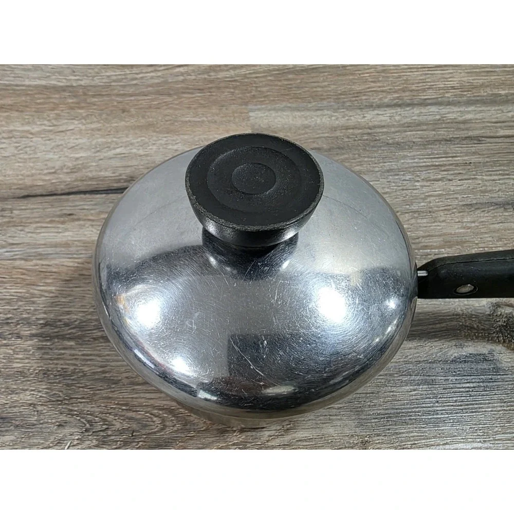 Vtg. Revere Ware 1801 Sauce Pan 1 Qt Stainless Steel Copper Clad Bottom W/ Lid